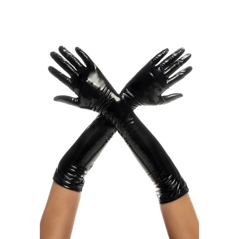 Black Glossy Vinyl Gloves