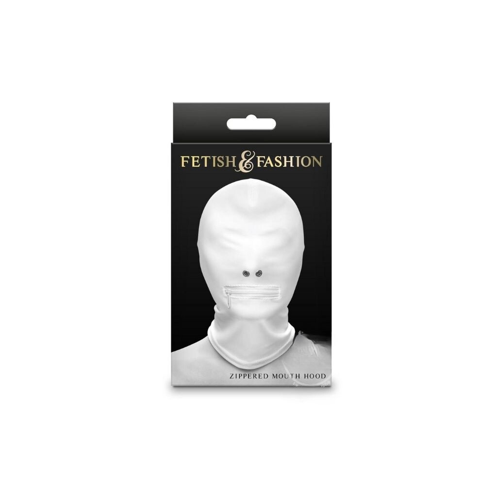 Fetish &amp; Fashion Zippered Mouth Hood, Color: White