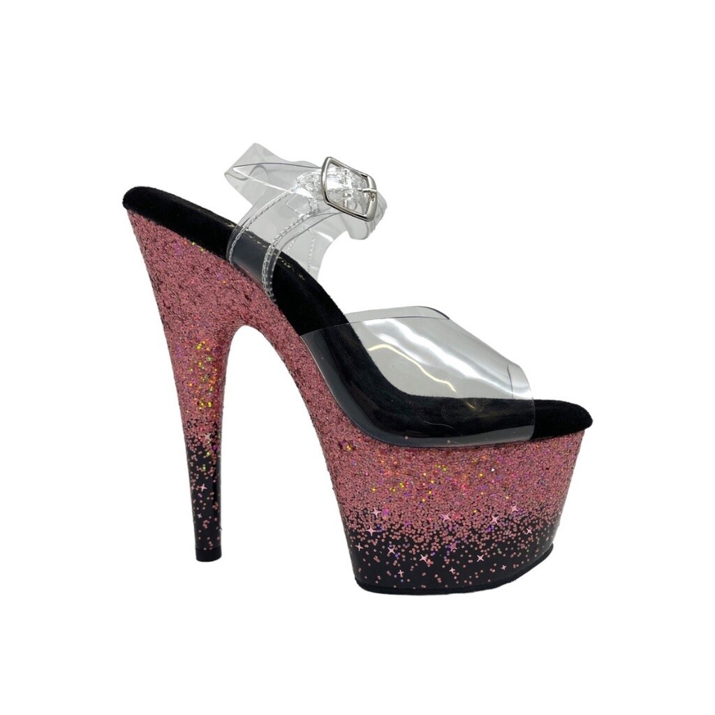 Platform Heel With Pink Holographic Gradient, Size: 6