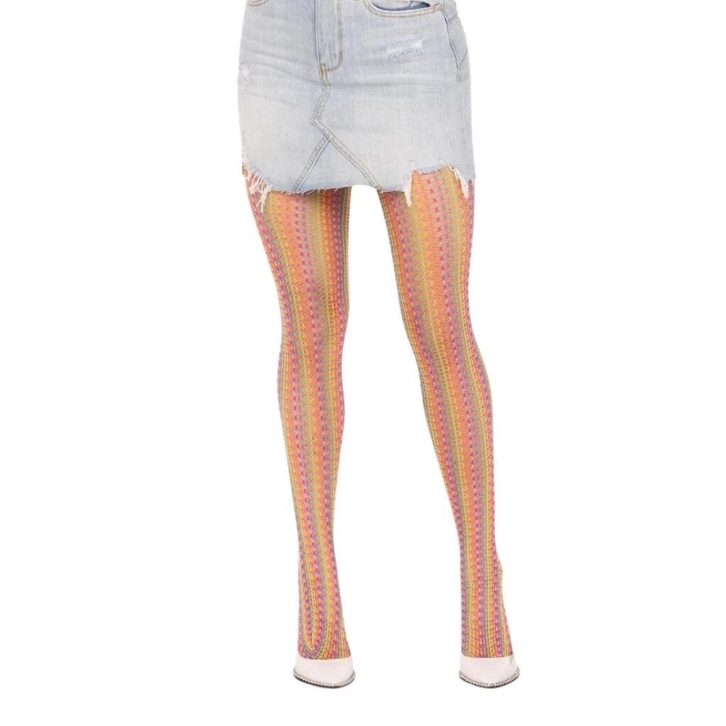 Rainbow Crochet Net Tights
