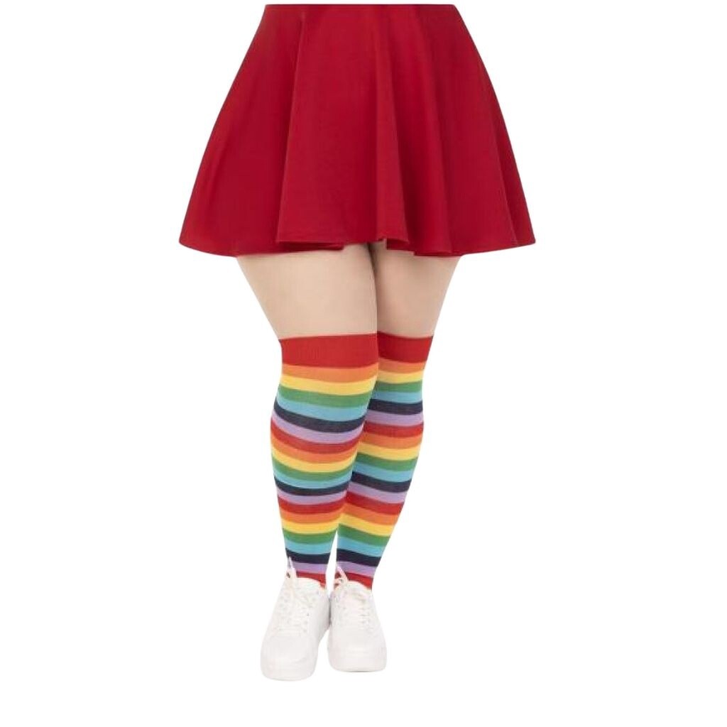 Rainbow Striped Thigh Highs - 1X/2X