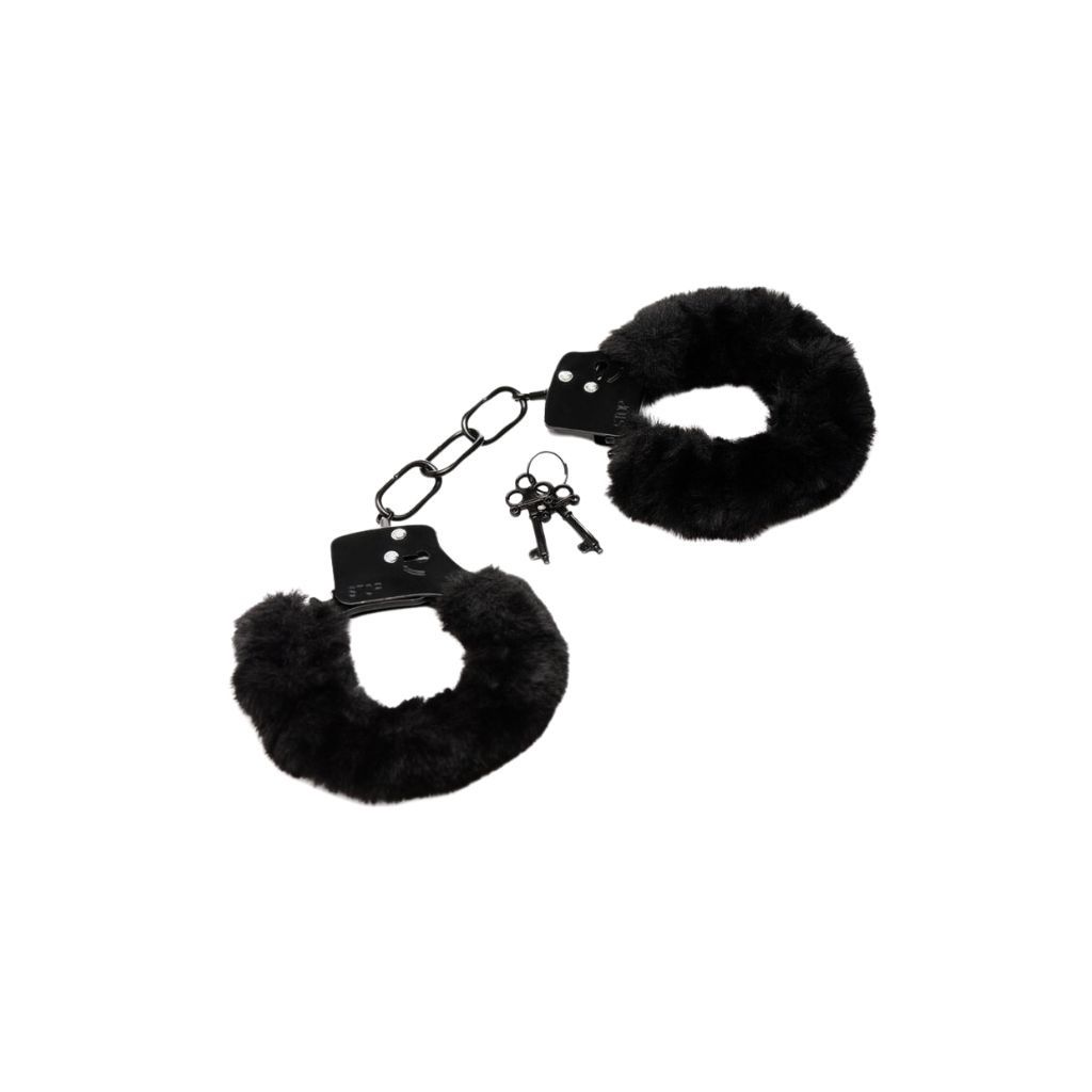 Master Series Cuffed Fuzzy Handcuffs, Color: Black