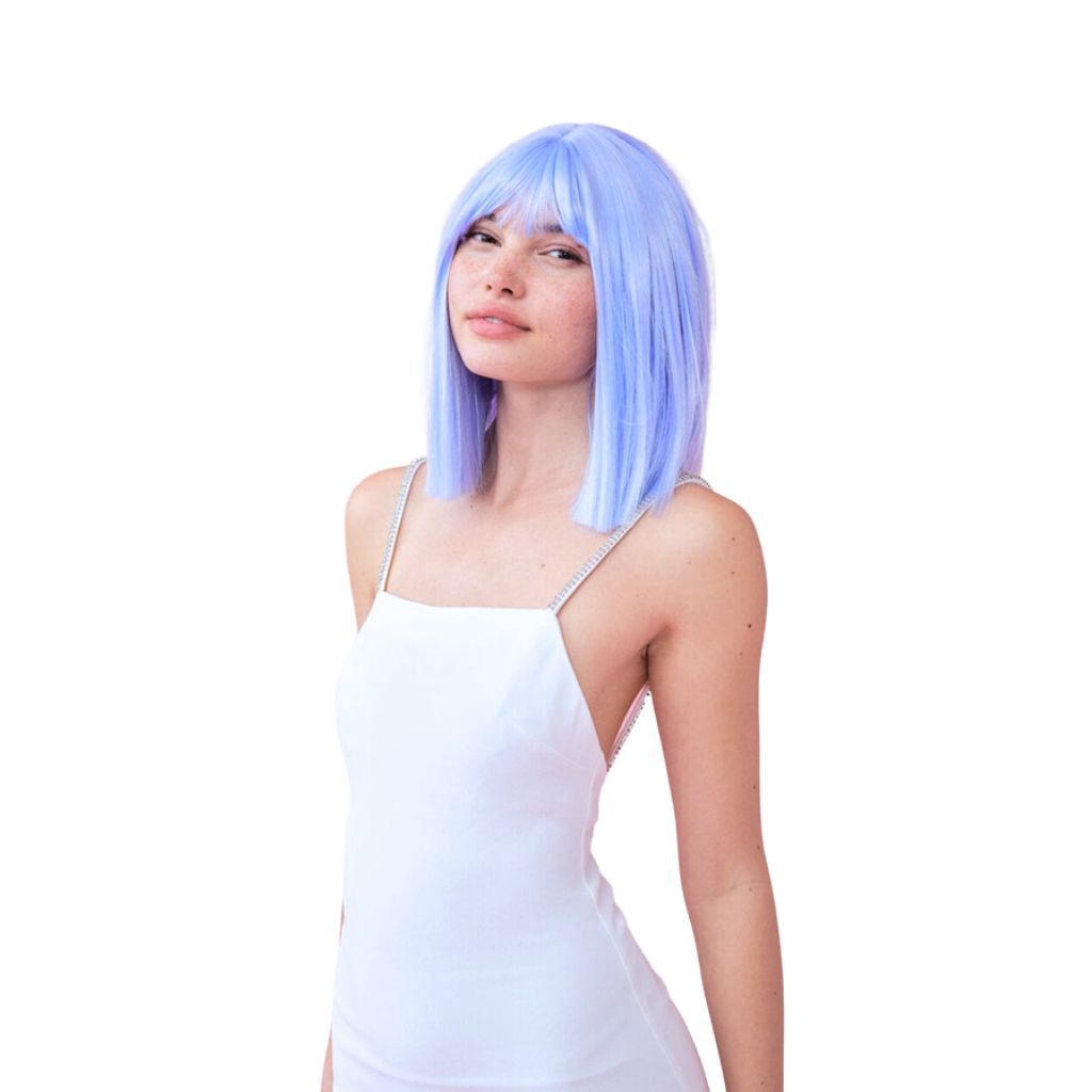 Blue Party Wig With Bangs