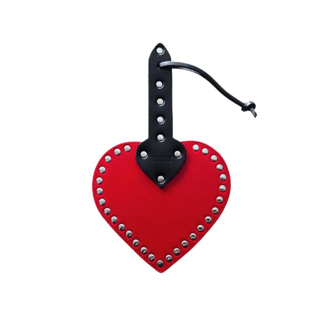 Studded Heart Paddle, Color: Red/Black