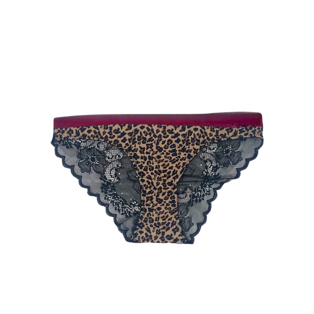 Leopard Print Bikini With Lace Back, Size: Small