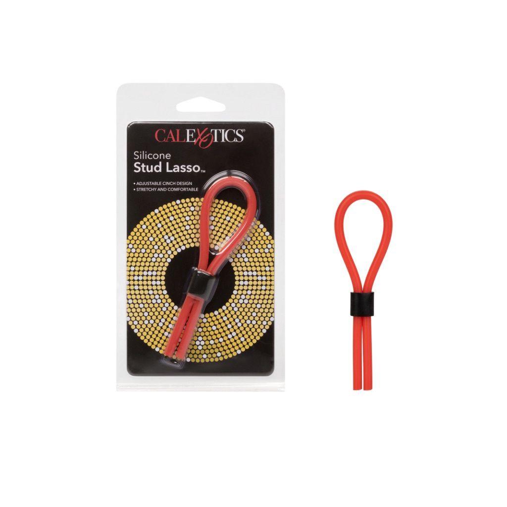 Silicone Stud Lasso Adjustable C-Ring, Color: Red