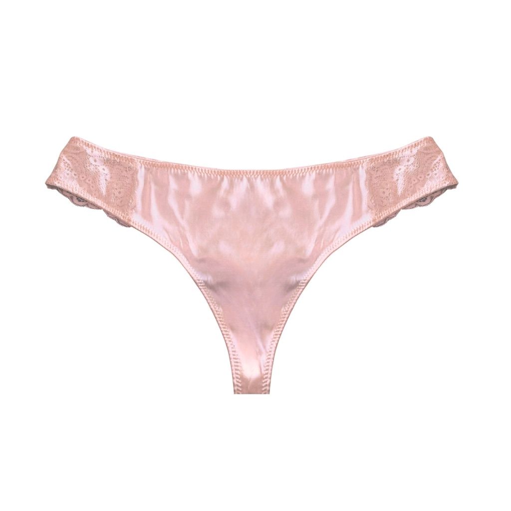 Saucey Satin Thong - Pink