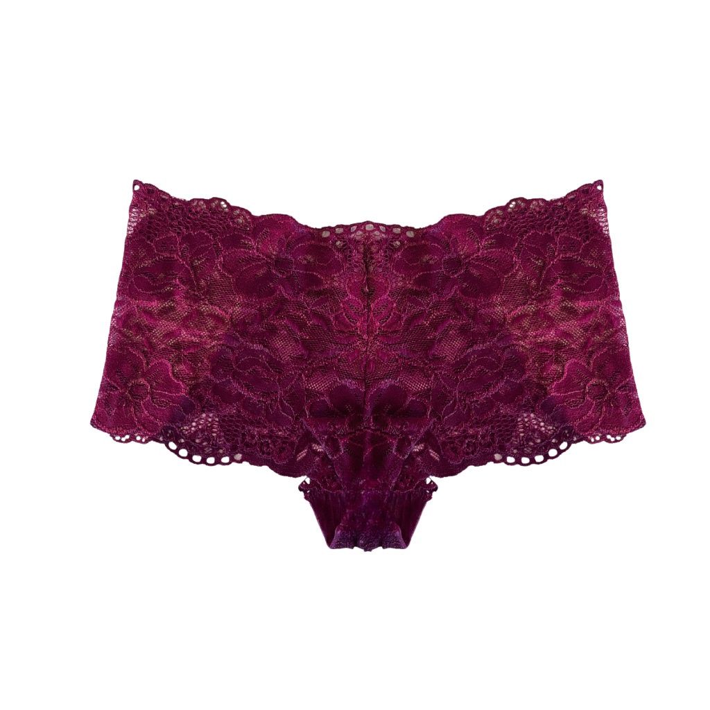 Floral Lace Panty - Maroon, Size: Small