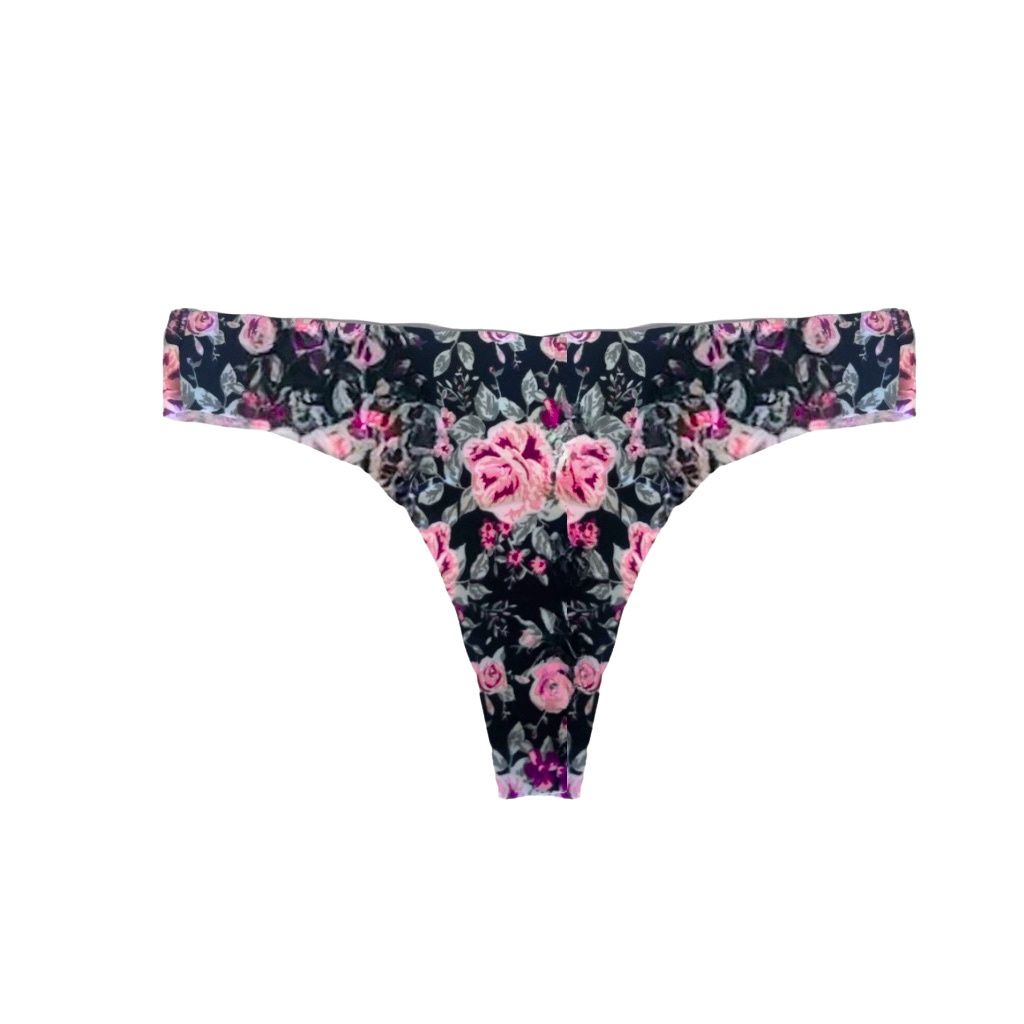 Caroline Floral Brushed Thong, Size: Small