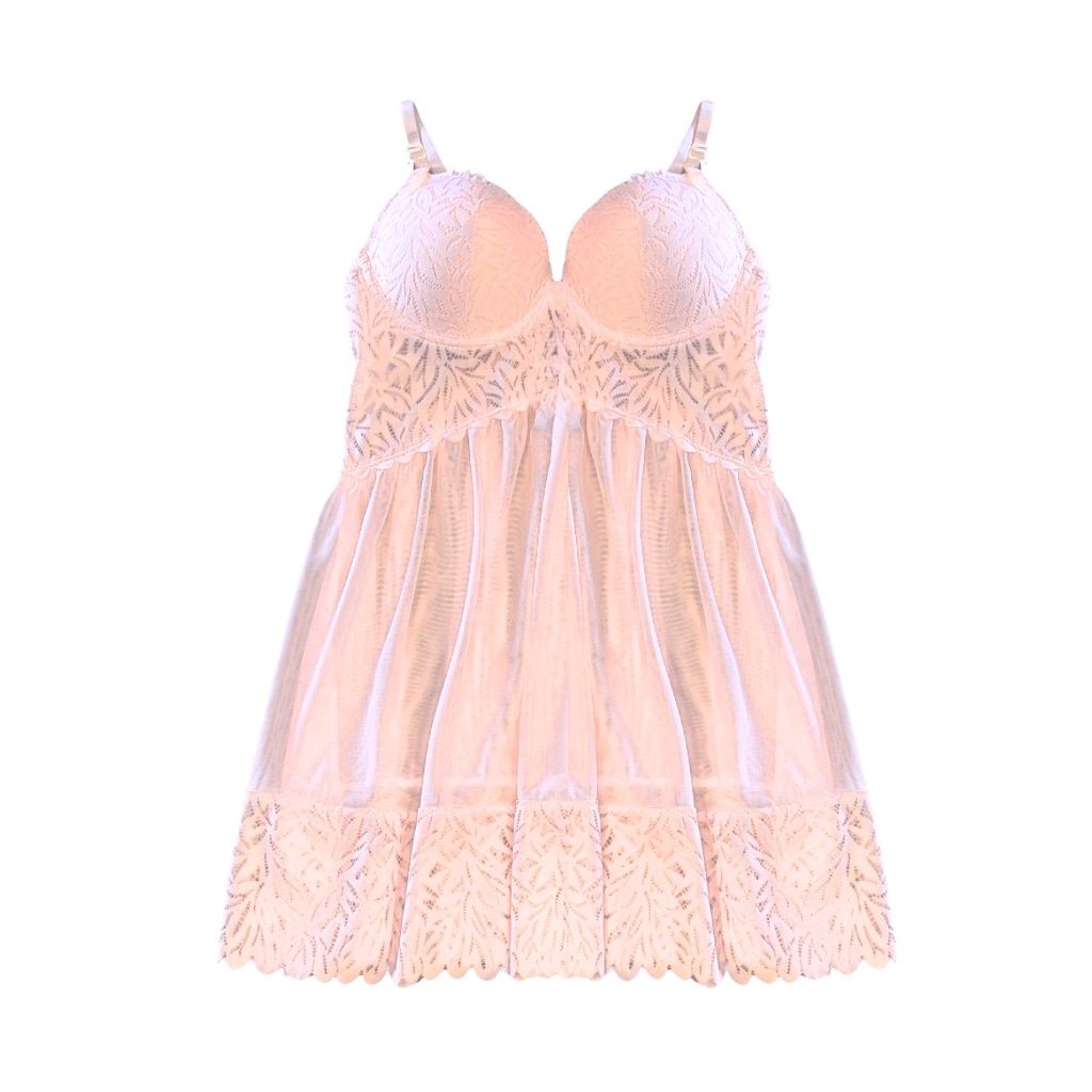 Amore Chemise &amp; G-String Set - Pink, Size: Small