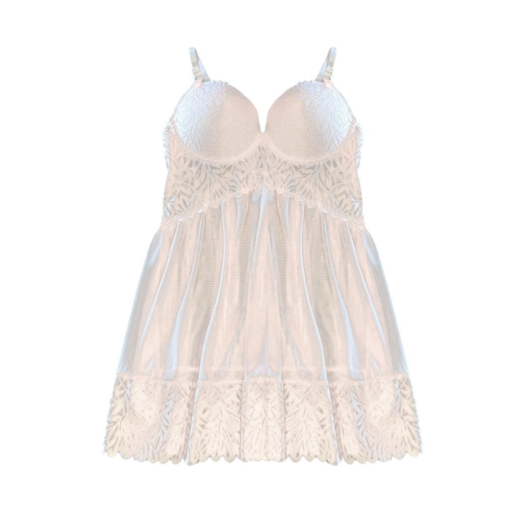 Amore Chemise &amp; G-String Set - White, Size: Small