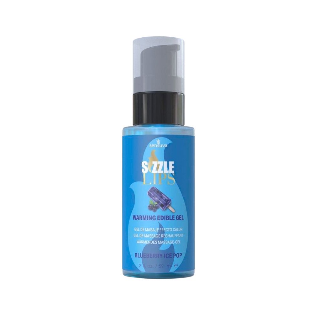 Blueberry Pop Sizzle Lips Warming Edible Massage Gel 2oz.