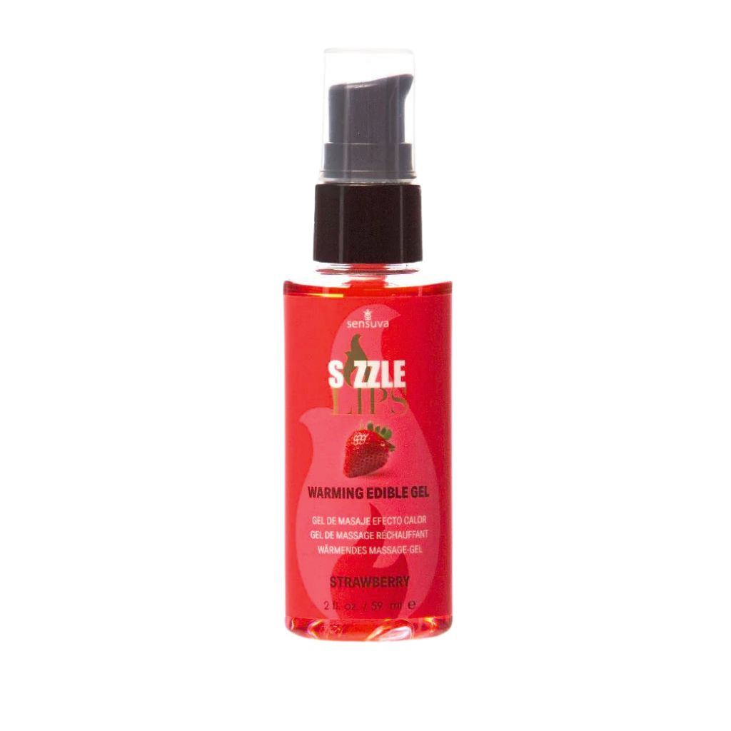 Strawberry Sizzle Lips Warming Edible Massage Gel 2oz.