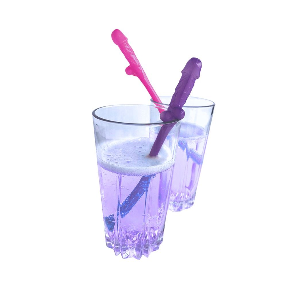 Penis Party Straws - Pink &amp; Purple
