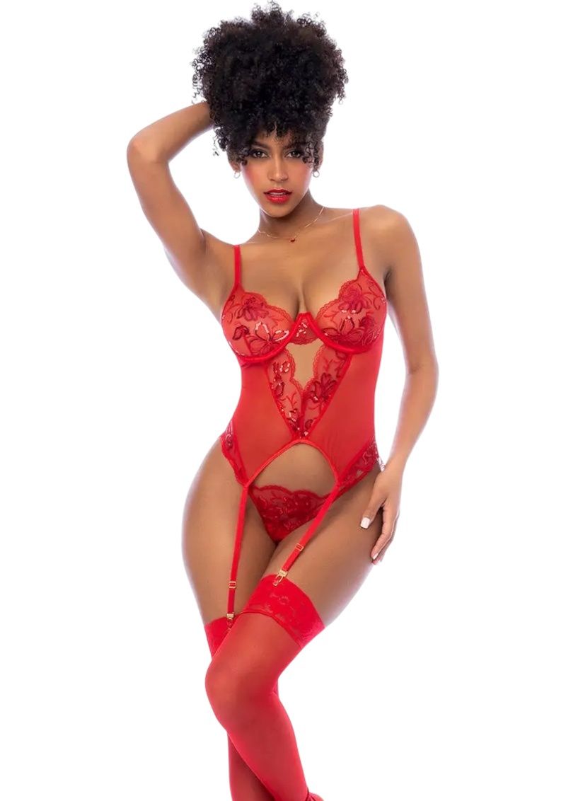 Sequin Embroidered Bustier Set
