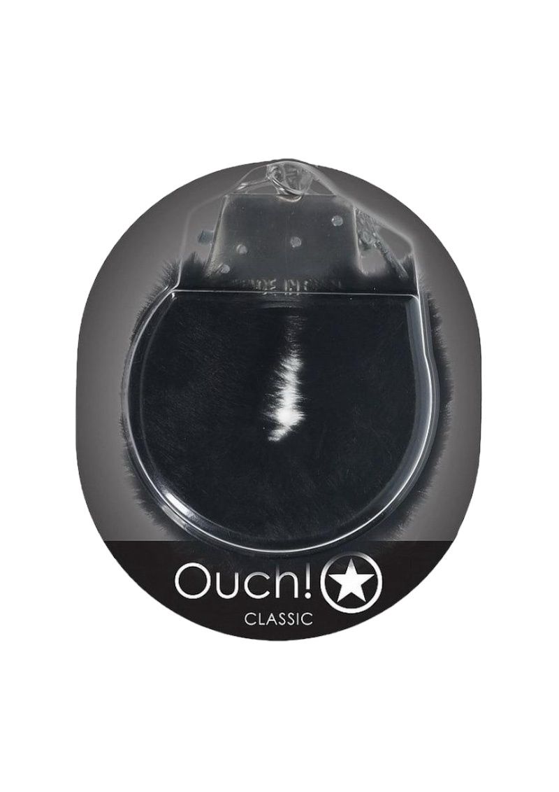 Ouch Classic Fluffy Handcuffs, Color: Black