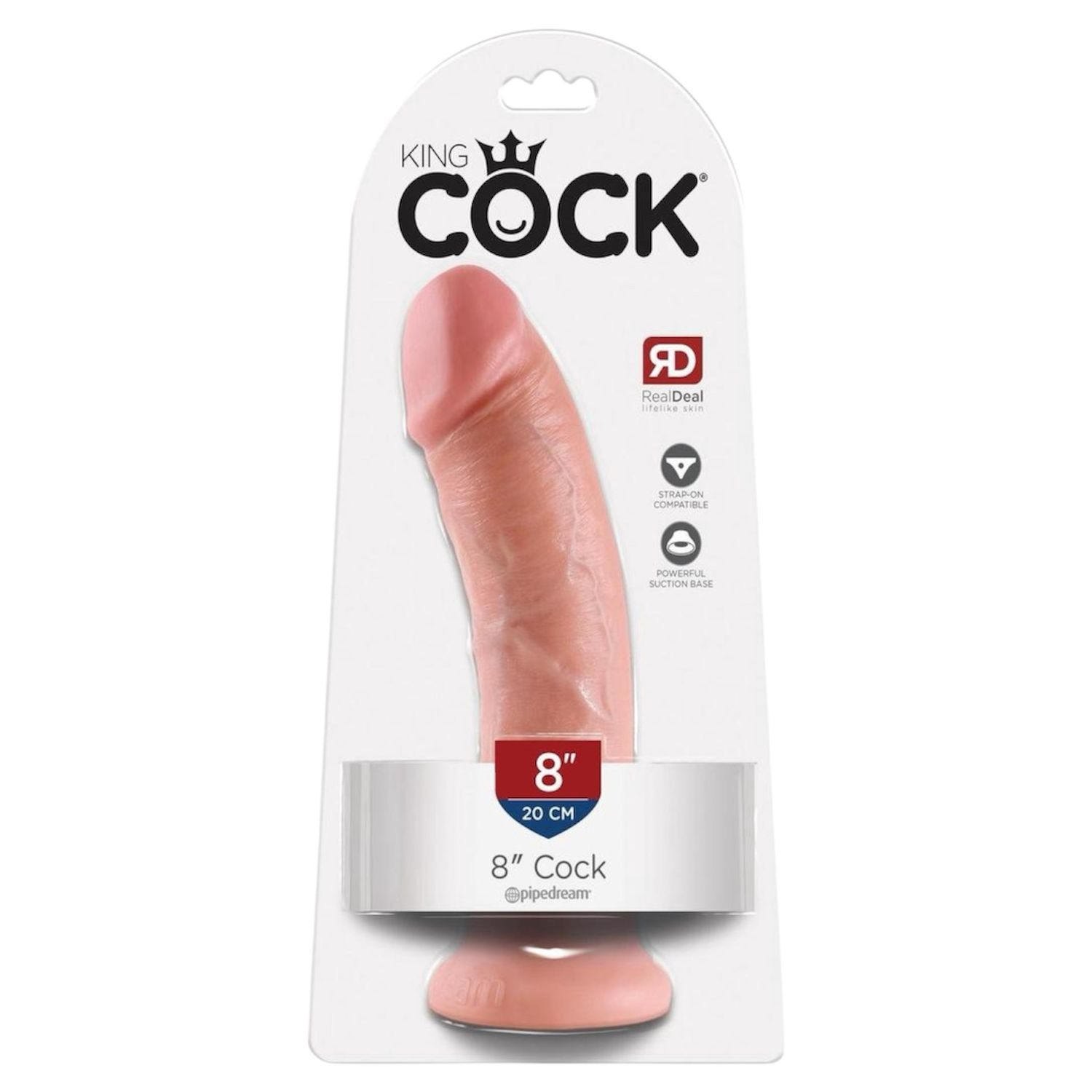 King Cock 8&quot; Dildo, Color: White