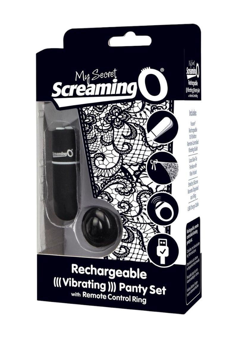 Screaming O Vibrating Panty Set, Color: Black