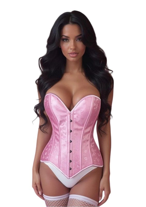Lavish Pink Brocade Overbust Corset