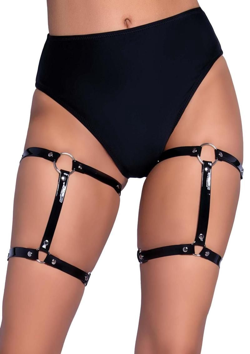 Black Thigh High Studded Garters