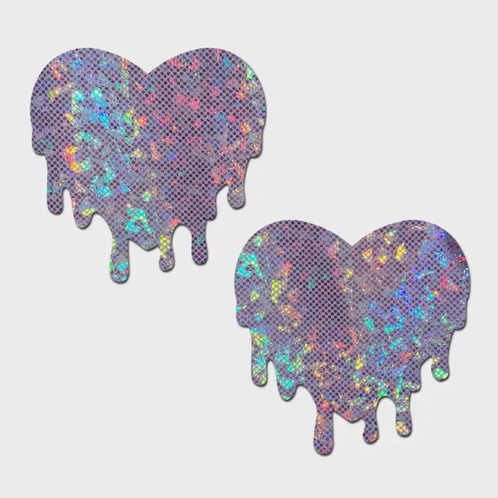 Melty Lilac Disco Heart Nipple Covers