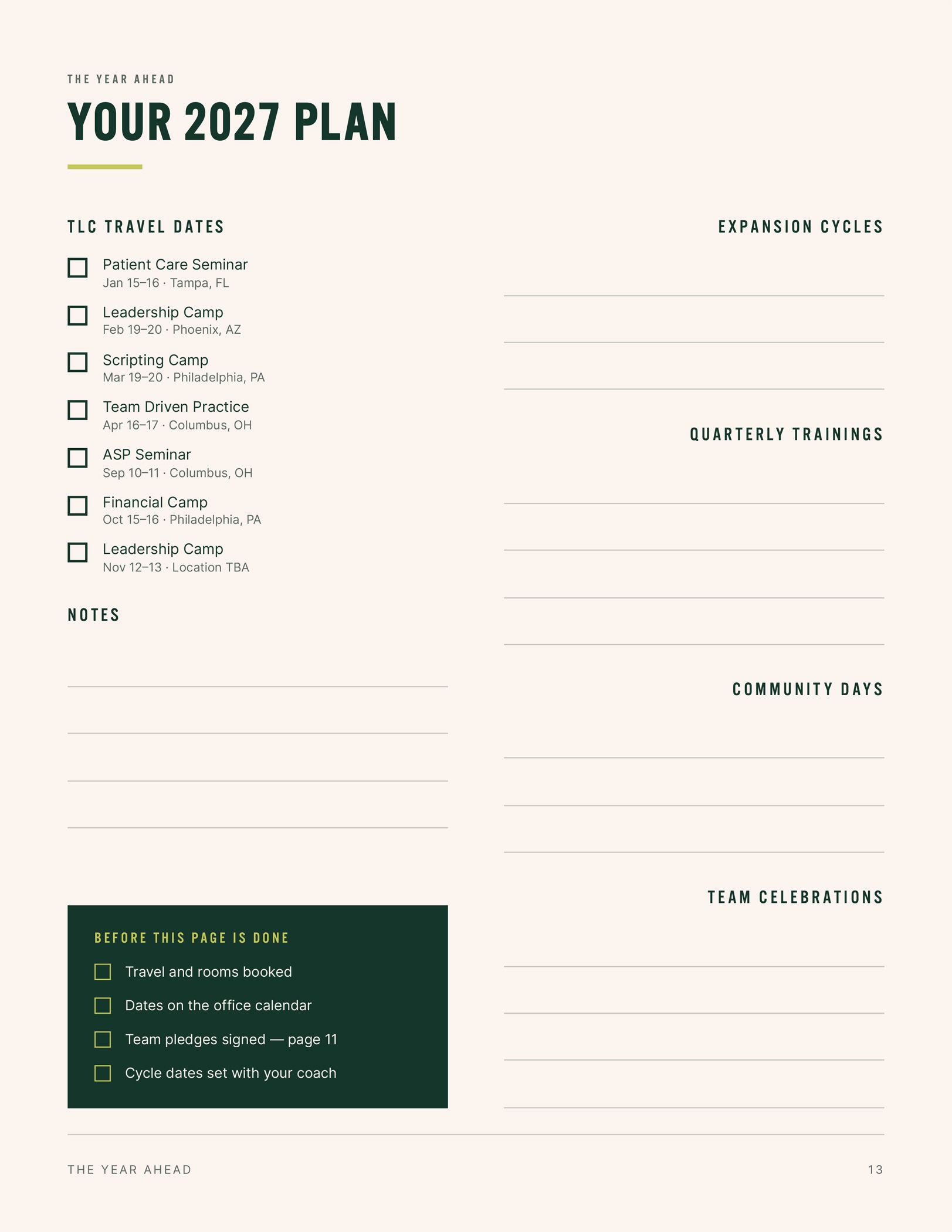 TLC's CA Annual Planner 2027