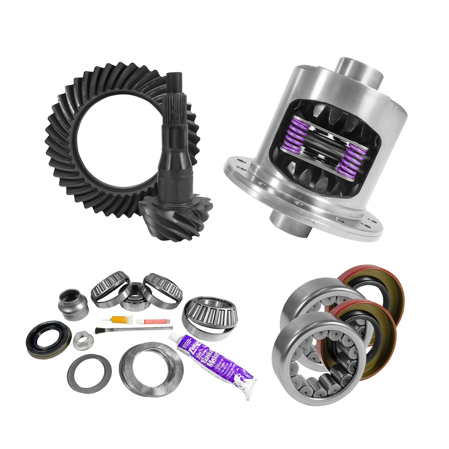 9.75" Ford 3.55 Rear Ring & Pinion, Install Kit, 34spl Posi, Axle Bearings