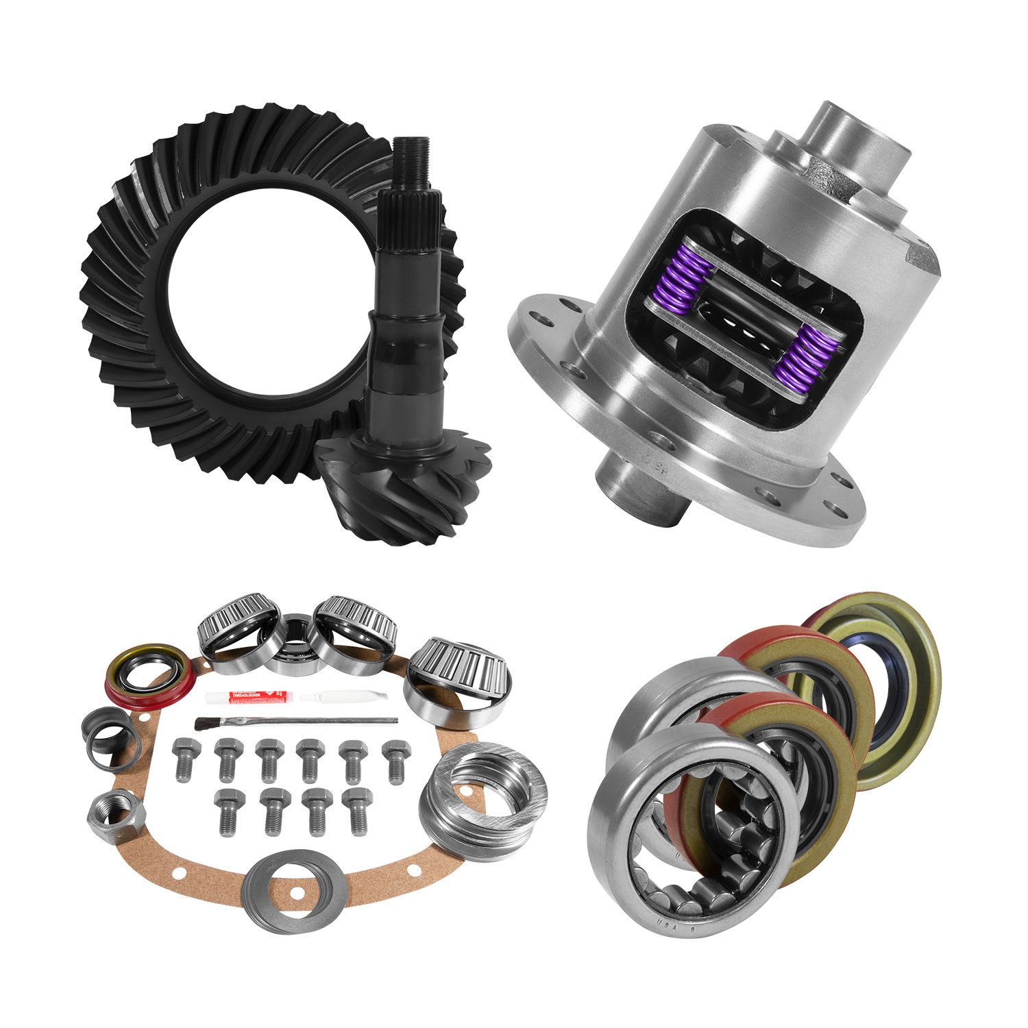 7.5/7.625 GM 3.23 Rear Ring & Pinion, Install Kit, 28spl Posi, Axle Bearings