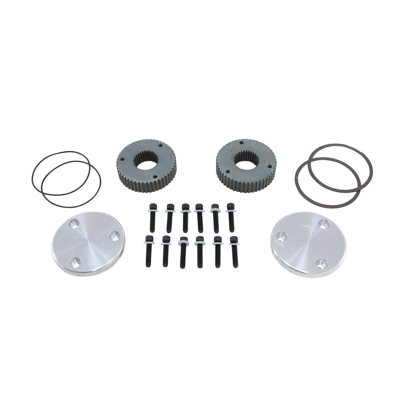 Yukon Hardcore Drive Flange Kit Dana 44 30-Spl Outer Stubs, Non-Engraved Caps