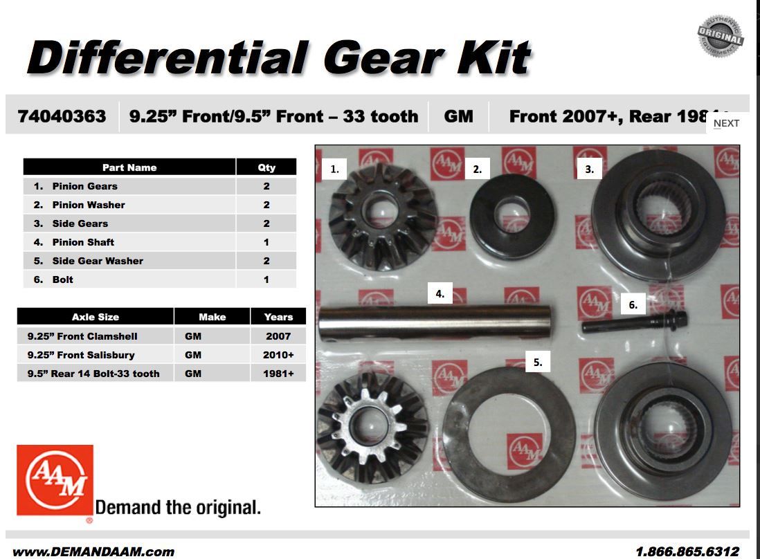 Differential Spider and Pinion Gear Kit