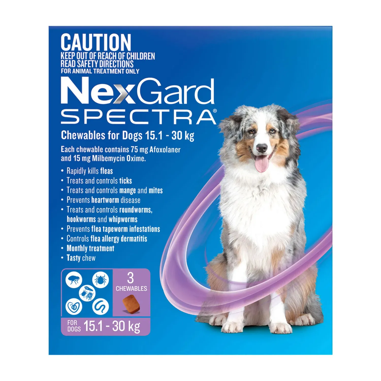 Nexgard Spectra Chewables 15.1-30kg (Purple) 6pk