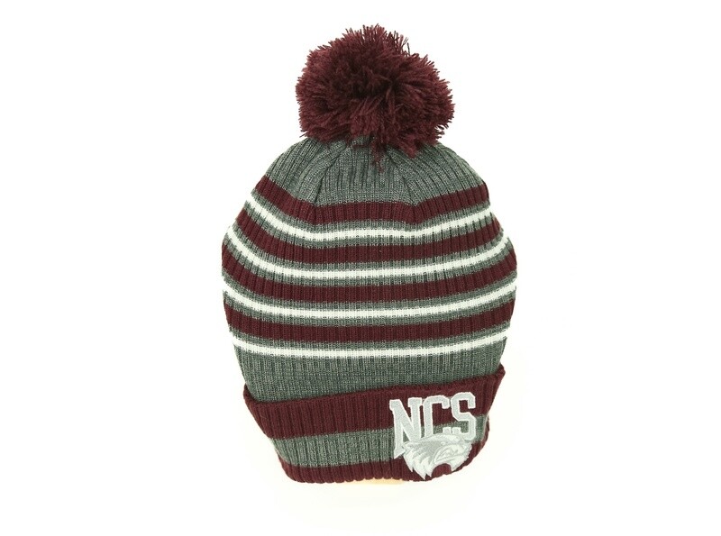 Maroon/Gray Stripe Beanie