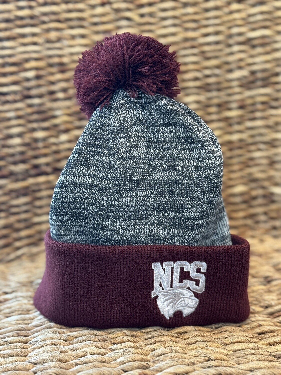 Heather Gray &amp; Maroon Sport Pom Beanie