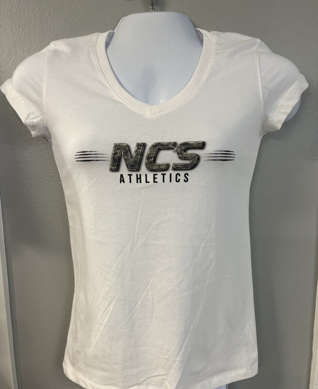 Ladies White V-neck