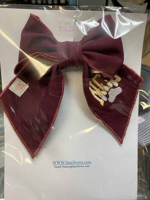 Small Maroon Paw Print Bow
