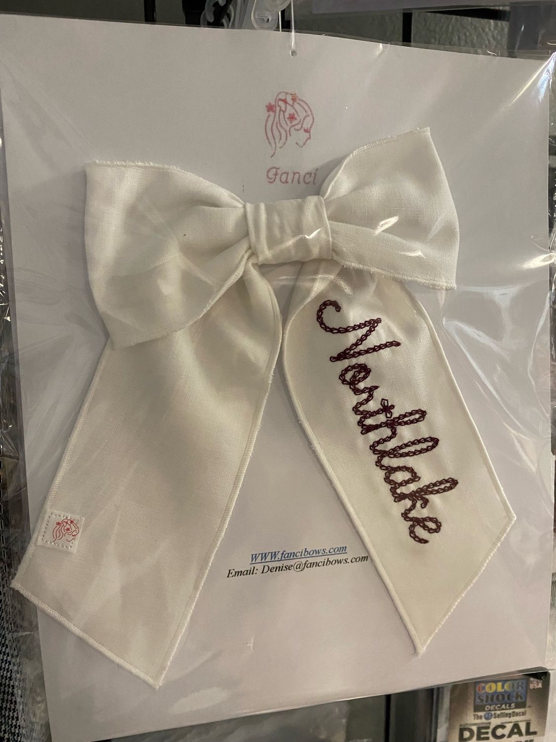 2&quot; White Script Northlake Bow
