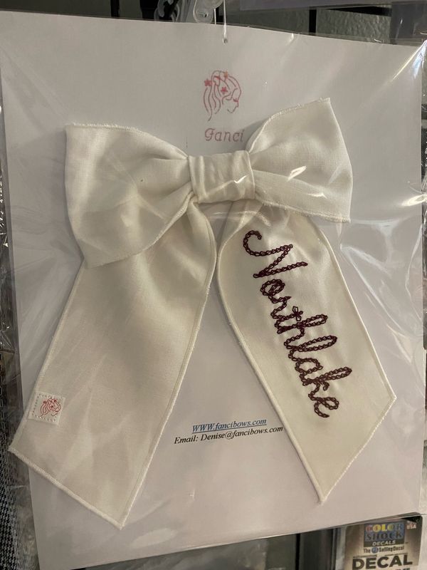 2&quot; White Script Northlake Bow