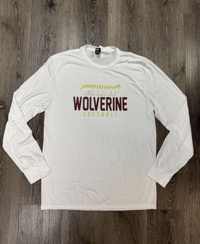 White L/S Softball Tee