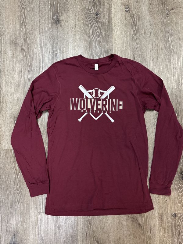 Maroon L/S Baseball Tee