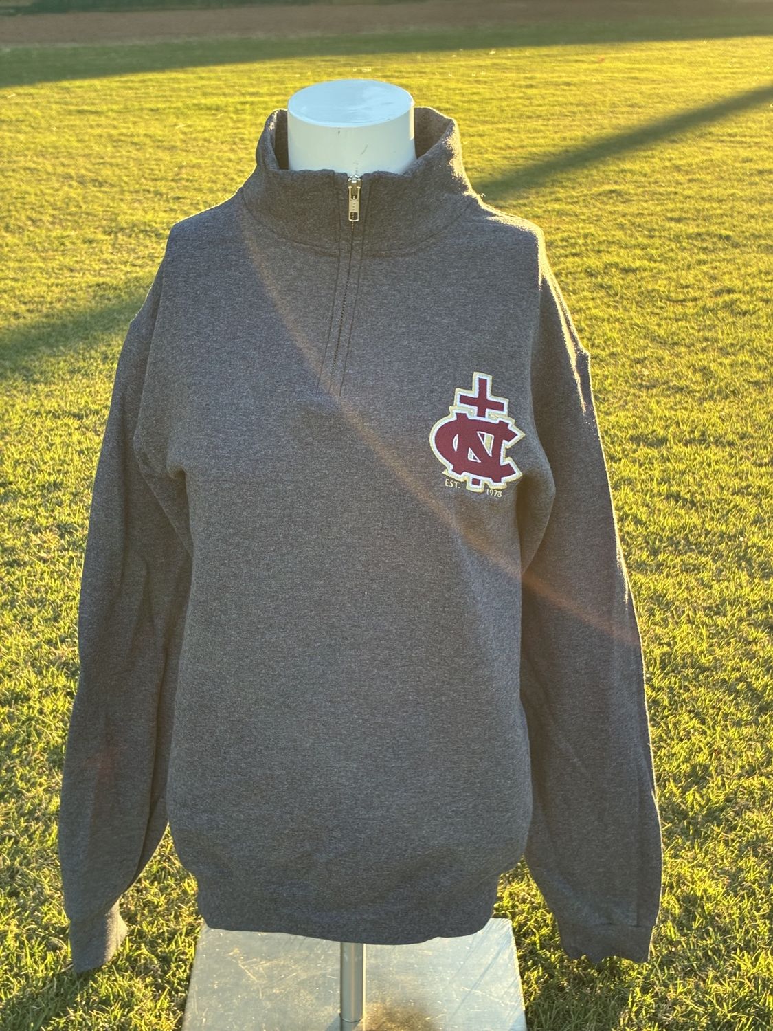 Quarter Zip Navy Crest Sweatshirt