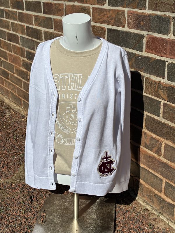 Youth White Embroidered Cardigan