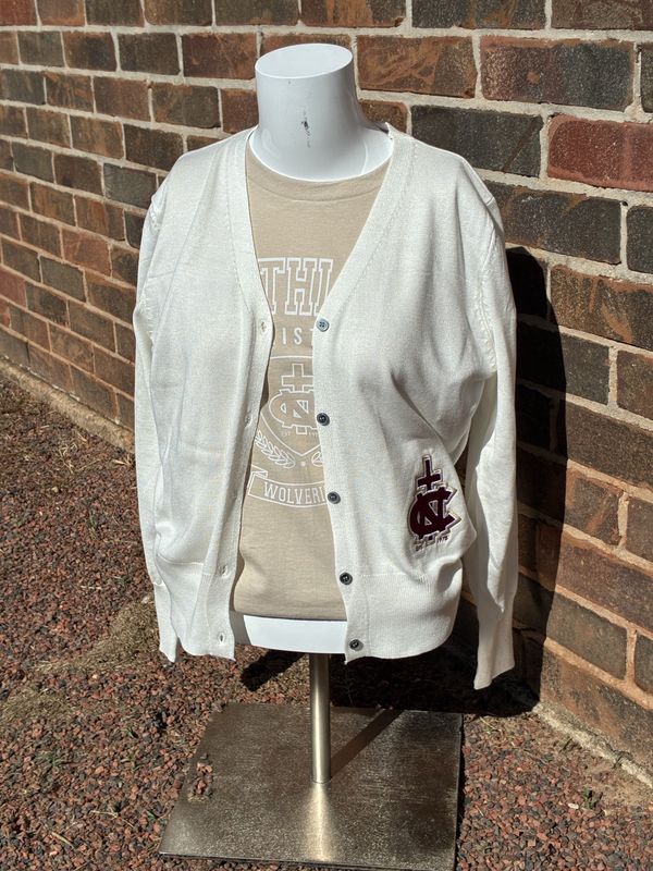 Womens Cream Embroidered Cardigan