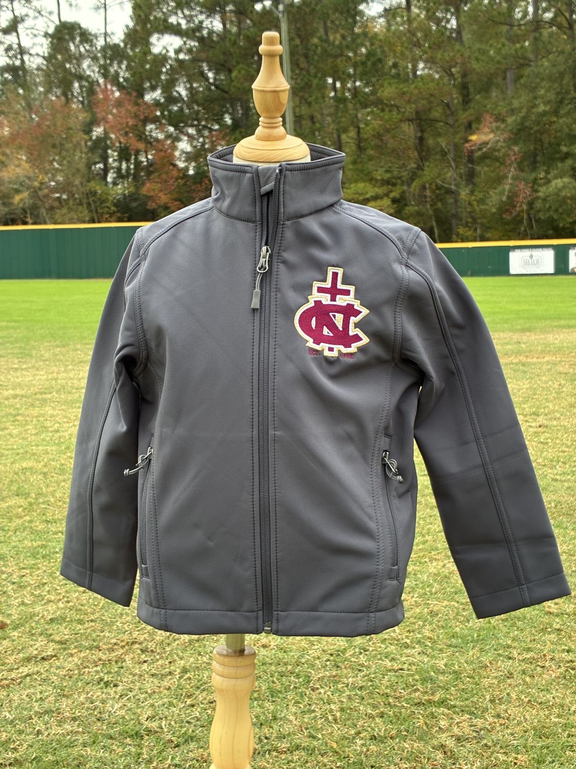 Gray Stacked Cross Zip Up Jacket