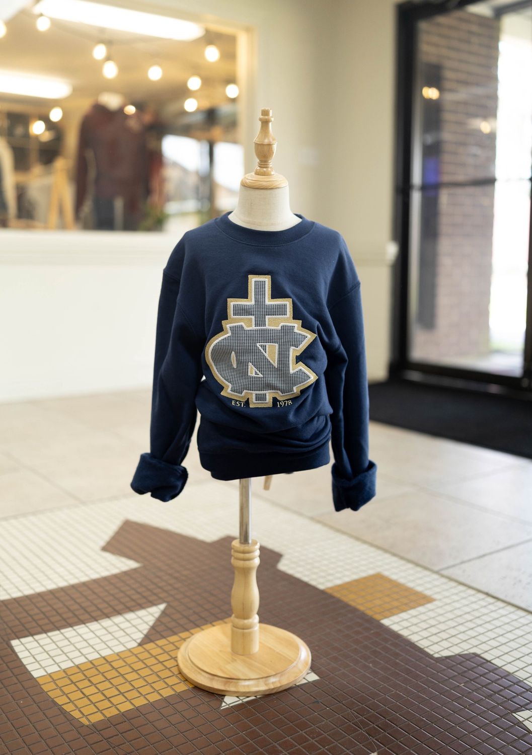 Youth Navy Gingham w/ Gold Sweatshirt