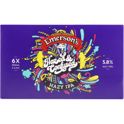Emersons Hazed &amp; Confused Hazy IPA 6pk cans
