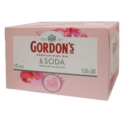 Gordons Pink Gin 12pk 250ml cans