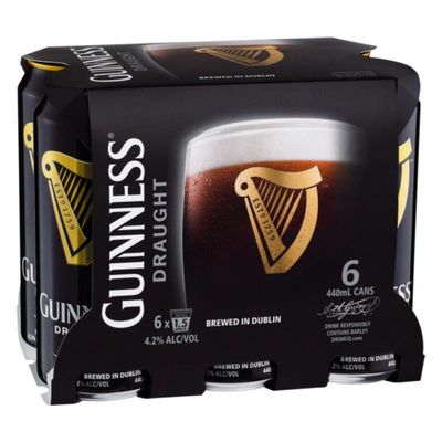 Guiness Draught Stout 6pk 440ml cans