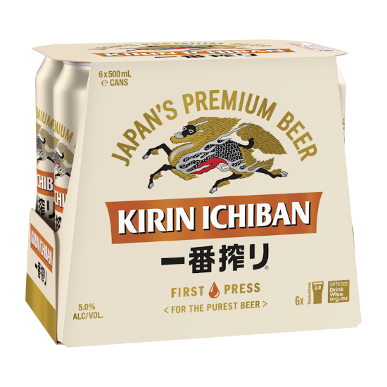 Kirin Ichiban Premium Japanese Beer 6pk 500ml cans