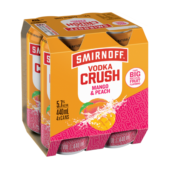 Smirnoff Vodka Crush Mango &amp; Peach 4pk