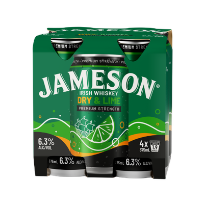 Jameson Smooth Dry &amp; Lime 6.3% 4pk cans